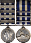 1882 Egypt medal with five clasps: TEL-EL-KEBIR, SUAKIN 1884, EL-TEB-TAMAAI, THE NILE 1884-85, ABU KLEA. Dated reverse variety. Silver, 36 mm. MY-131 ...