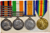 1901-19 Four medals awarded to Cpl. Lot Chawner of the 28th Royal Field Artillery (South Africa) and Army Service Corps (World War I): (1901) Queen’s ...
