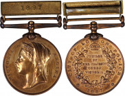 1887 Jubilee Police medal with one clasp: 1887. Bronze, 36 mm. MY-294. Edge mount with straight bar swivel suspension. City of London Police. Extremel...