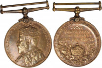 1902 Coronation Police medal. Bronze, 36 mm. MY-303. Edge mount with straight bar swivel suspension. Metropolitan Police. Extremely Fine.

"P.C. R. ...