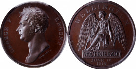 1815 Waterloo medal. Bronzed copper, 36 mm. MY-99. SP-65 (PCGS).

Superb bronzed surface with deep reflectivity and a light blue tone. Scattered tri...