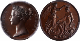 (1854) India General Service medal. Bronzed copper, 36 mm. MY-117. SP-64 (PCGS).

Pale green, gold, and blue highlights enrich deeply reflective fie...