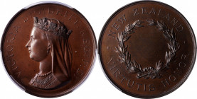 (1869) New Zealand medal. Bronzed copper, 36 mm. MY-123. SP-64 (PCGS).

Beautifully detailed and very attractive, with deeply reflective fields and ...