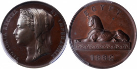 1882 Egypt medal. Bronzed copper, 36 mm. MY-131. SP-64 (PCGS).

Deep mahogany bronzing shows blue, violet, and gold highlights to impressive effect....