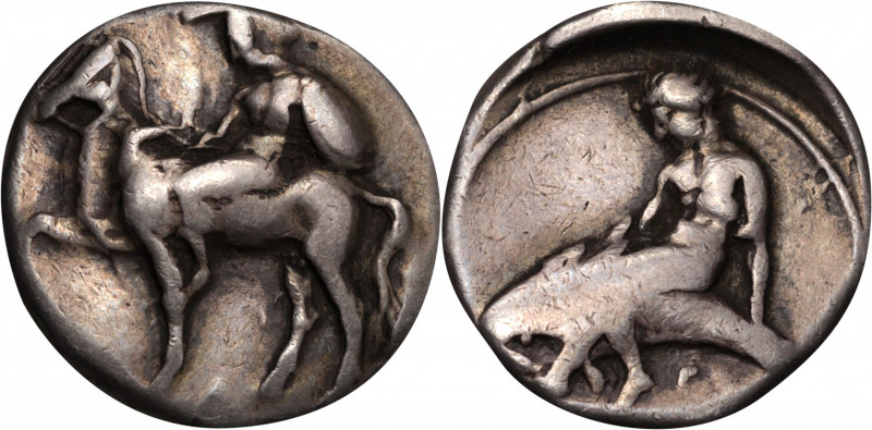 ITALY. Calabria. Tarentum. AR Didrachm (Nomos) (7.79 gms), ca. 380-340 B.C. VERY...