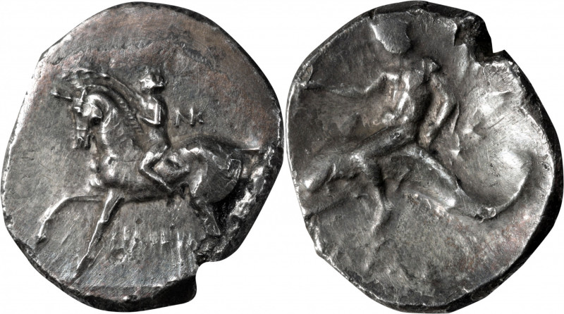 ITALY. Calabria. Tarentum. AR Didrachm (Nomos) (6.41 gms), ca. 280-272 B.C. EXTR...