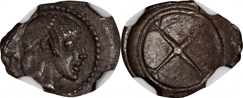 SICILY. Syracuse. Hieron I, 478-466 B.C. AR Obol, ca. 475-470 B.C. NGC EF.

HG...