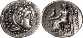 MACEDON. Kingdom of Macedon. Alexander III (the Great), 336-323 B.C. AR Drachm (4.27 gms), Magnesia pros Maiandros Mint, ca. 325-323 B.C. NGC Ch VF, S...