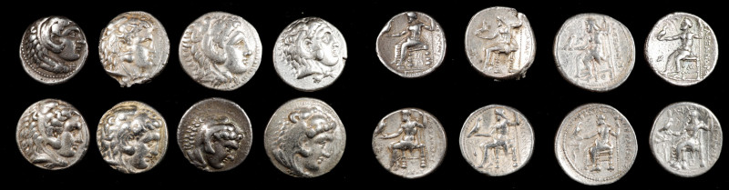 MACEDON. Kingdom of Macedon. Octet of Alexander III-style Silver Tetradrachms (8...