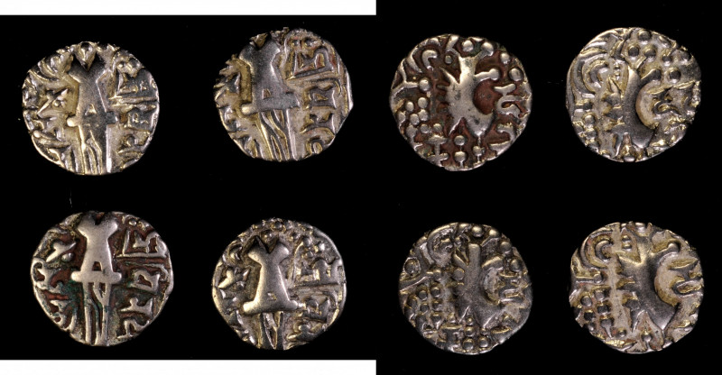 INDIA. Post-Kushan. Kidarite Successors. Quartet of Pale AV Dinars (4 Pieces). A...