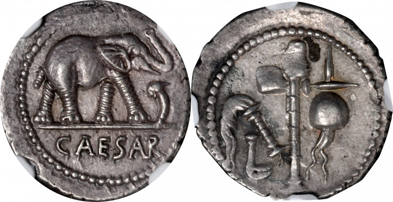 JULIUS CAESAR. AR Denarius (3.67 gms), Military mint traveling with Caesar, 49 B...