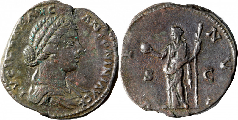 LUCILLA, AUGUSTA A.D. 164-182. AE Sestertius (26.96 gms), Rome Mint, A.D. 163-16...