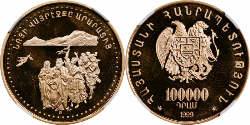 ARMENIA. 100000 Dram, 1999. NGC PROOF-67 Ultra Cameo.

Fr-4; KM-102. Mintage: ...