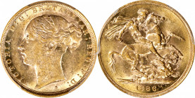 AUSTRALIA. Sovereign, 1886-S. Sydney Mint. Victoria. PCGS MS-61.

Fr-11; S-3858E; KM-6. St. George and the dragon type. Fully blazing and Mint State...