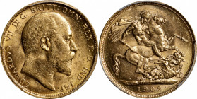 AUSTRALIA. Sovereign, 1902-S. Sydney Mint. Edward VII. PCGS MS-62.

Fr-32; S-3973; KM-15. Retaining good original mint charm, this lovely Sovereign ...