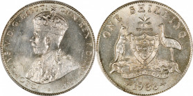 AUSTRALIA. Shilling, 1936-(M). Melbourne Mint. George V. PCGS MS-65.

KM-26. A brightly lustrous and lightly toned Shilling with some flash in the f...