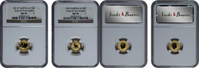 AUSTRALIA. Duo of 5 Dollars (2 Pieces), 1999 & 2011. Lunar Series, Year of the Rabbit. Both NGC MS-70 Certified.

1) KM-428. 2) KM-1481. Both pieces...