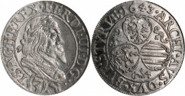 AUSTRIA. 3 Kreuzer, 1643. Graz Mint. Ferdinand III. NGC MS-65.

KM-833. An argent and lustrous Gem with some flash in the fields and light gray toni...