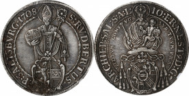 AUSTRIA. Salzburg. Taler, 1708. Johann Ernst Graf von Thun und Hohenstein. NGC AU Details--Environmental Damage.

Dav-1234; KM-254. A well detailed ...