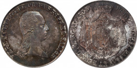 AUSTRIA. Salzburg. Taler, 1803. Ferdinand. PCGS MS-62.

Dav-43; KM-485. A handsome example of the type in a desirable state of preservation. It comb...