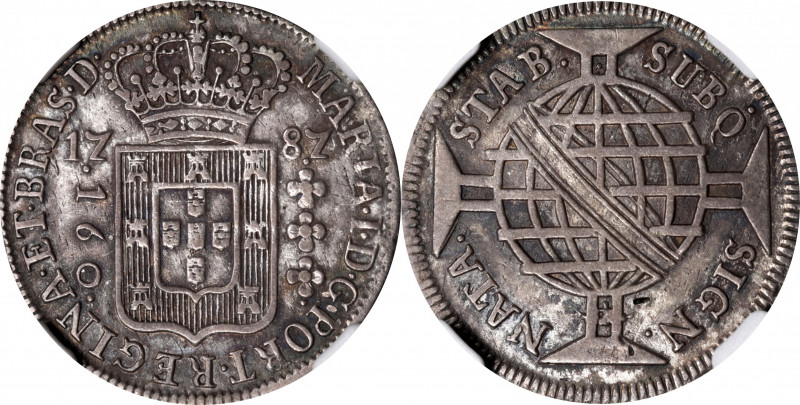 BRAZIL. 160 Reis, 1787-(L). Lisbon Mint. Maria I. NGC EF Details--Damaged.

KM...