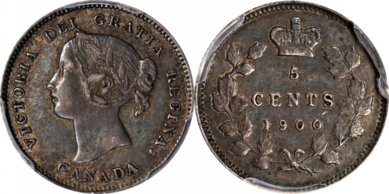 CANADA. 5 Cents, 1900. London Mint. Victoria. PCGS AU-50.

KM-2. Small Date, N...