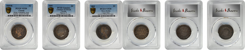 CANADA. Trio of Cents (3 Pieces), 1859 & 1861. London Mint. Victoria. All PCGS C...