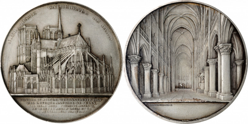 FRANCE. Paris. Notre-Dame Cathedral Silvered Bronze Medal, ND (1855). PCGS SPECI...