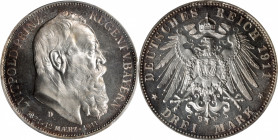 GERMANY. Bavaria. 3 Mark, 1911-D. Munich Mint. Luitpold as Prince Regent. PCGS PROOF-66 Cameo.

KM-998; J-49. Struck to commemorate the 90th birthda...