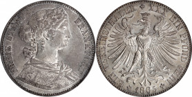 GERMANY. Frankfurt. Taler, 1865. Free City. PCGS MS-63.

Dav-652; KM-370. An attractive and enticing Choice example with light gray patina and a goo...
