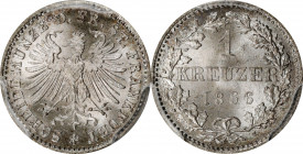 GERMANY. Frankfurt. Kreuzer, 1866. Free City. PCGS MS-67+.

KM-367. A lovely Gem with full silky luster and a hint of toning.