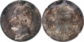 GERMANY. Hesse-Darmstadt. 2 Taler, 1841. Ludwig II. NGC MS-63.

Dav-702; KM-310; J-40. A handsome and dark toned coin, with exacting strike detail a...