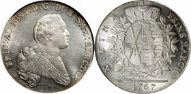 GERMANY. Saxony. Taler, 1767-EDC. Friedrich August III. PCGS MS-63.

Dav-2682; KM-983. An attractive Taler, sharply struck throughout, with shimmeri...