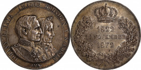 GERMANY. Saxony. 2 Talers, 1872-B. Dresden Mint. Johann. PCGS MS-62.

Dav-899; KM-123.1; J-133. Lettered edge variety. Struck for the Golden Wedding...