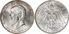 GERMANY. Schaumburg-Lippe. 3 Mark, 1911-A. Berlin Mint. Georg I. NGC MS-65.

KM-55; J-166. A frosty and handsome Gem, with sharp strike detail and a...