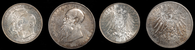 GERMANY. Empire. Duo of Silver Denominations (2 Pieces), 1908 & 1914. Average Gr...