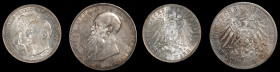 GERMANY. Empire. Duo of Silver Denominations (2 Pieces), 1908 & 1914. Average Grade: EXTREMELY FINE.

1) 5 Mark, 1908-D. Munich Mint. Georg II. KM-2...