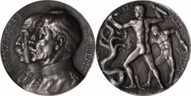 GERMANY. Empire. Franz Joseph & Wilhelm II Silver Medal, 1914. PCGS SPECIMEN-58.

Zetzmann-3011. A deep dark silver patina evenly covers both sides ...