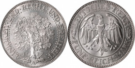 GERMANY. Weimar Republic. 5 Mark, 1927-A. Berlin Mint. PCGS MS-66+.

KM-56; J-331. Pop:6, three graded finer by PCGS. A pleasing Gem with diffuse ca...