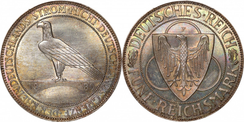 GERMANY. Weimar Republic. 5 Mark, 1930-F. Stuttgart Mint. PCGS MS-66.

KM-71; ...