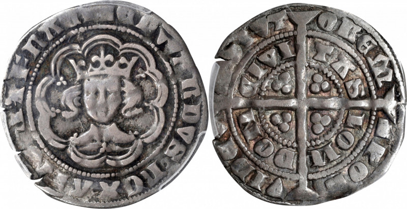 GREAT BRITAIN. 1/2 Groat, ND (1369-77). London Mint; mm: cross 1. Edward III. PC...