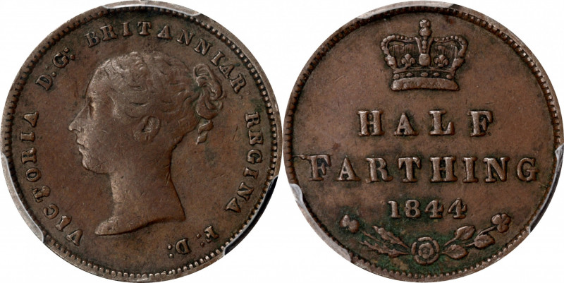 GREAT BRITAIN. 1/2 Farthing, 1844. London Mint. Victoria. PCGS EF-40.

S-3951;...