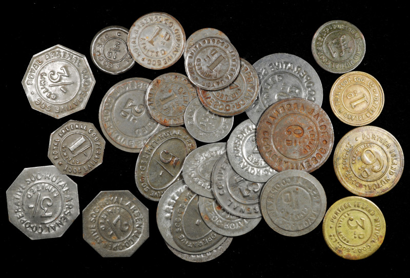 GREAT BRITAIN. Group of Brass and Steel Trade Tokens (29 Pieces), 20th Century. ...