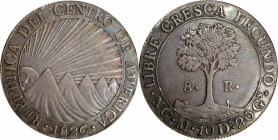 GUATEMALA. Central American Republic. 8 Reales, 1826-NG M. Nueva Guatemala Mint. PCGS AU-50.

KM-4 "CRES/CCA". A well struck example with colorful t...