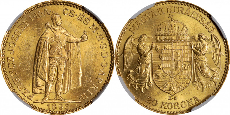 HUNGARY. 20 Korona, 1896-KB. Kremnica Mint. Franz Joseph I. NGC MS-61.

Fr-250...