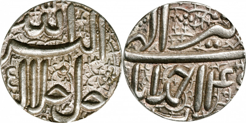 INDIA. Mughal Empire. Rupee, ND (1595-1605). Ahmadabad Mint. Akbar Jalal-ud-din ...