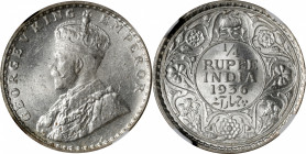 INDIA. 1/4 Rupee, 1936-(C). Calcutta Mint. George V. NGC MS-64.

KM-518; S&W-8.173; Prid-453. A well struck near-Gem example with a frosty like lust...