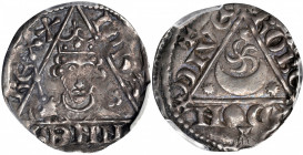 IRELAND. Penny, ND (1207-11). Dublin Mint; Roberd, moneyer. John. PCGS AU-53.

S-6228. Third ('Rex') coinage. Obverse: Crowned bust facing, holding ...