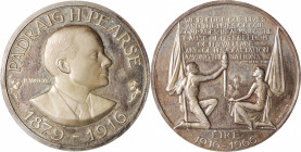 IRELAND. Golden Jubilee of Ireland Silver Medal, 1916-1966. ALMOST UNCIRCTULATED.

Obverse: Padraig Pearse; Reverse: Man facing right holding torch,...