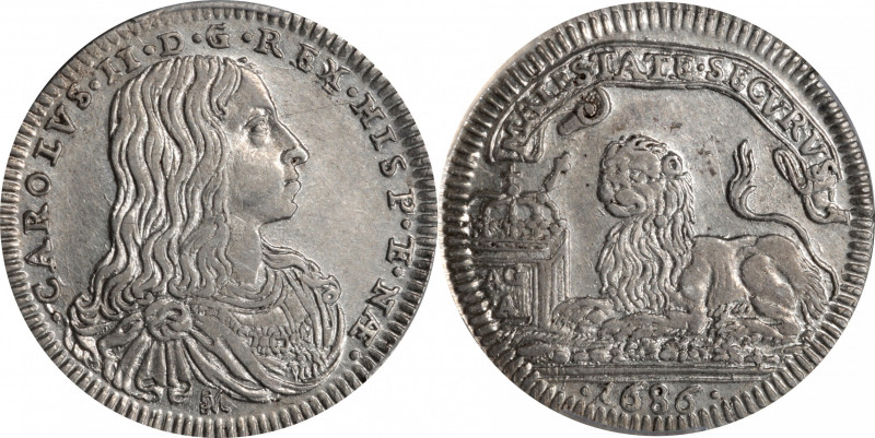 ITALY. Naples & Sicily. Naples. Carlino (1/12 Piastra), 1686-AG A. Naples Mint. ...